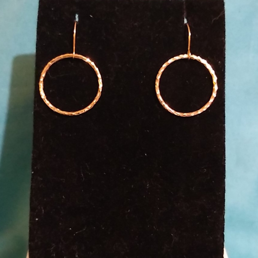 14K Yellow Gold Small Hoop Dangle Earrings